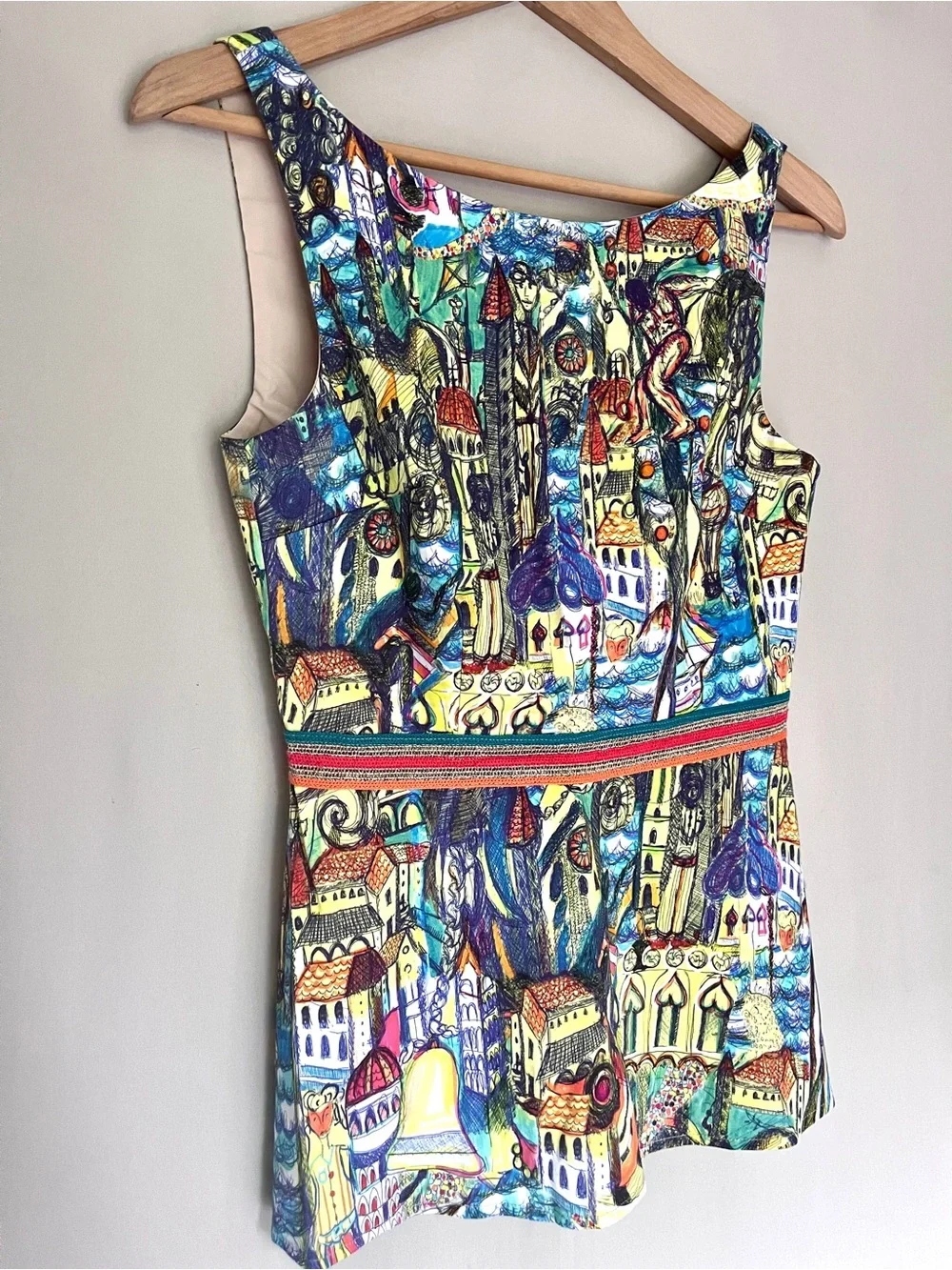 Weston by Anthropologie Peplum Tank Artistic Mediterranean Print XS - Picture 10 of 10